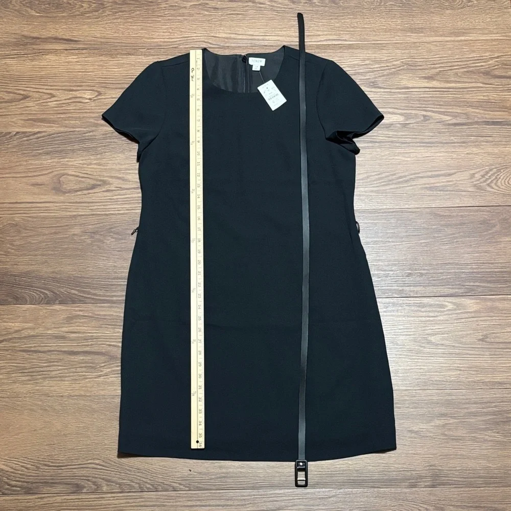 J.Crew Black Sheath Dress Size 12 Short Sleeve Career Classic + Belt